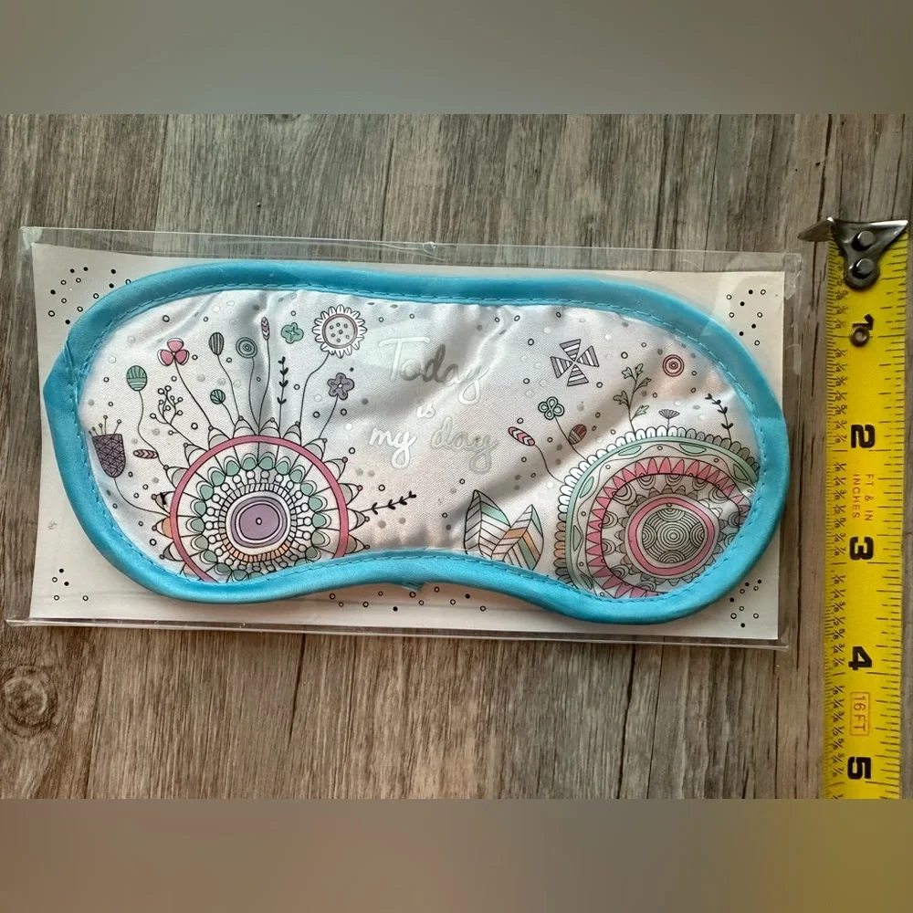 Blue Trim Floral Sleep Mask - 